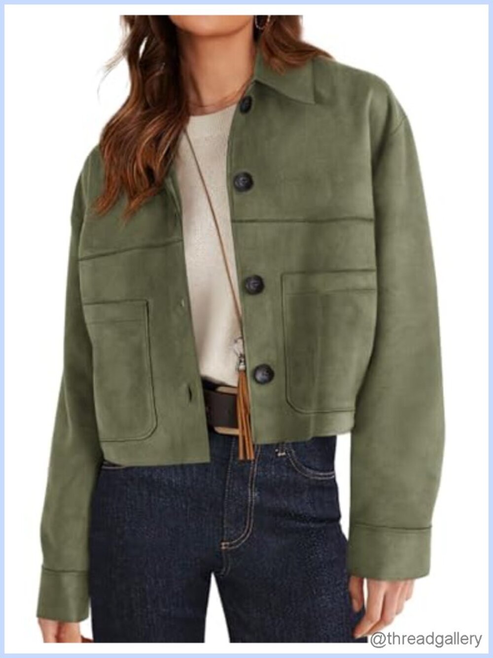 PRETTYGARDEN Women's Faux Suede Shacket Lightweight Cropped Jacket